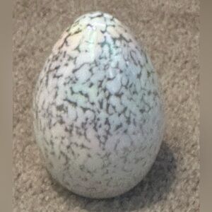 Iridescent Solid Glass Egg Shaped Paperweight.